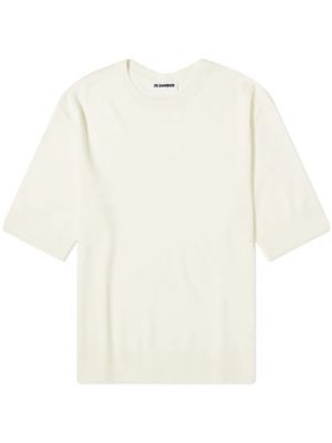Шерстяная футболка из шерсти мериноса Jil Sander белая