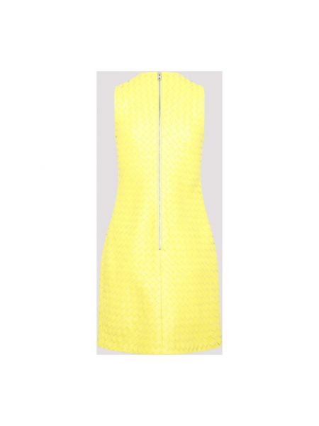 Mini vestido de cuero Bottega Veneta amarillo