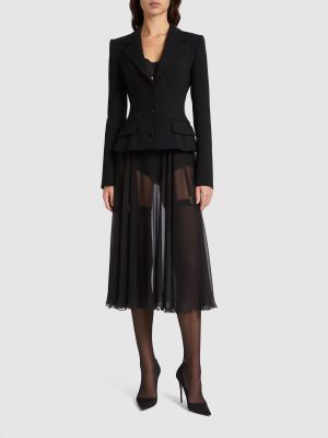 Plisirana svilena midi suknja Dolce & Gabbana crna