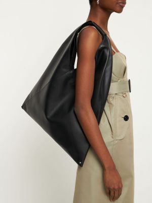Δερμάτινη τσάντα shopper από δερματίνη Mm6 Maison Margiela μαύρο