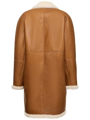 Kožený kabát Isabel Marant hnedá