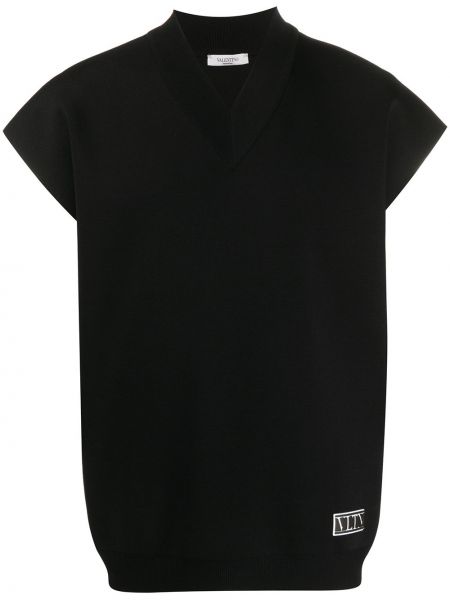 Camiseta con escote v Valentino negro