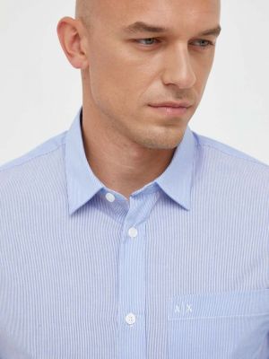 Памучна риза Armani Exchange синьо