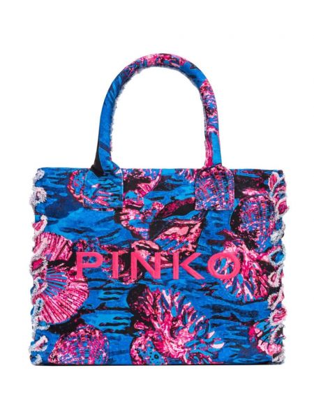 Kvetinová plážová taška s potlačou Pinko