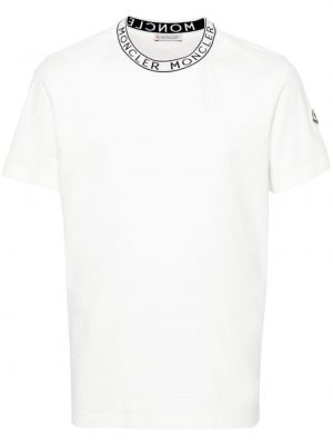 Памучна тениска бродирана Moncler бяло