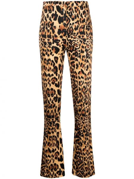 Pantalones rectos con estampado leopardo Paco Rabanne marrón