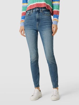 Jeansy skinny z wysoką talią slim fit z kieszeniami Polo Ralph Lauren niebieskie