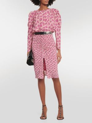 Midi suknja s cvjetnim printom Isabel Marant ružičasta