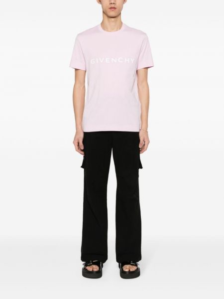 Kokvilnas t-krekls ar apdruku Givenchy rozā