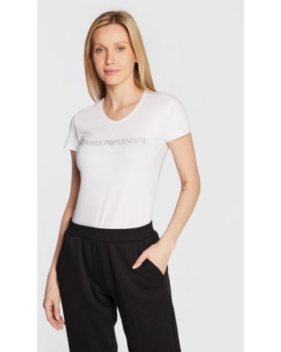 Slim fit gyapjú póló Emporio Armani Underwear - fehér