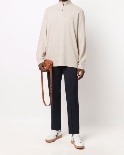 Fleecový svetr s výšivkou Polo Ralph Lauren béžový