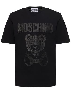 Памучна тениска с принт черно Moschino