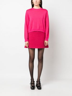Žakárový vlněný svetr Moschino růžový