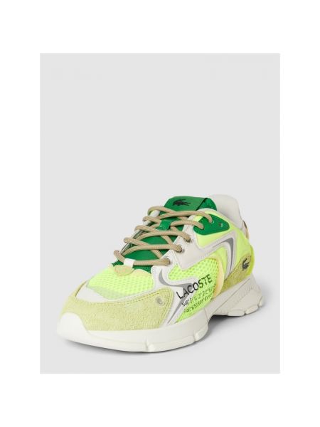 Sneakersy sznurowane skórzane Lacoste - żółty