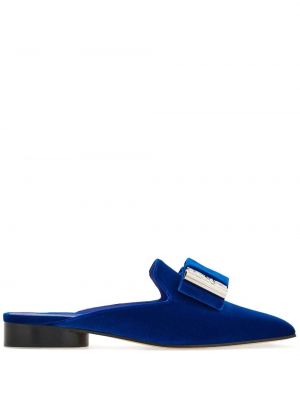 Křišťálové sametové loafers Ferragamo modré