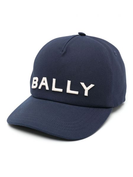 Памучна шапка с козирки бродирана Bally синьо