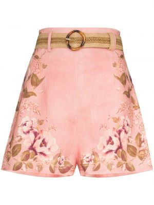 Shorts med mönster i blommigt Zimmermann rosa