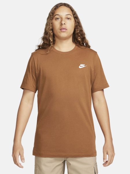 Хлопковая футболка Nike коричневая