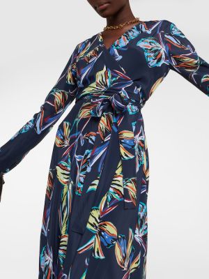 Jedwabna sukienka midi Diane Von Furstenberg niebieska