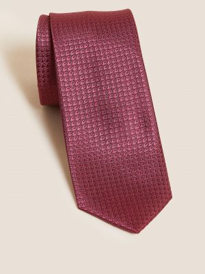 Узкий галстук с принтом с геометрическим узором Marks & Spencer бордовый