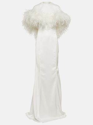 Sukienka długa w piórka The Attico biała
