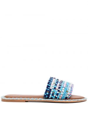 Sandały z koralikami De Siena Shoes niebieskie