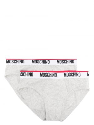 Bavlnené boxerky s potlačou Moschino sivá