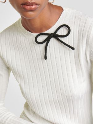Sweter z kokardką wełniany Valentino beżowy