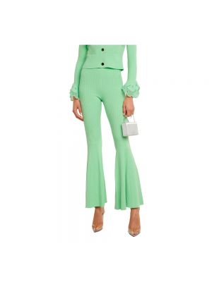Pantalones de cintura alta de punto Self-portrait verde