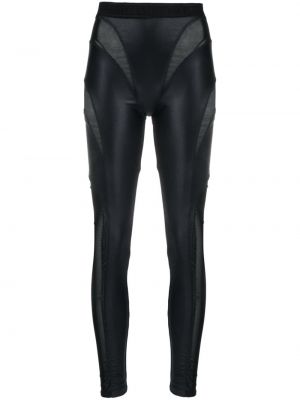 Bőr leggings Versace Jeans Couture fekete