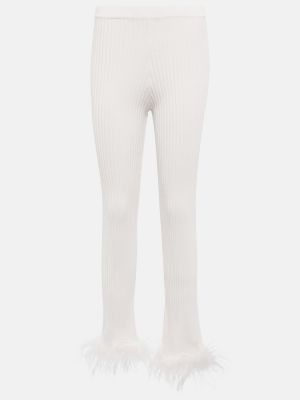 Pantalones rectos con plumas slim fit de plumas Giuseppe Di Morabito blanco