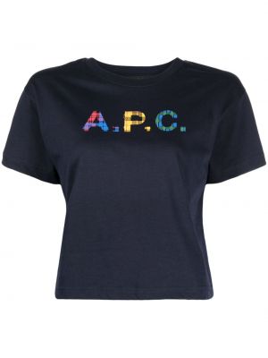Pamučna majica s printom A.p.c. plava