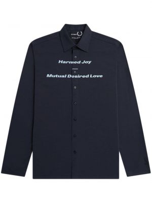 Βαμβακερό πουκάμισο με σχέδιο Fred Perry μαύρο