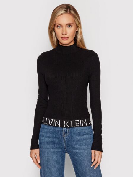 Pull col roulé slim col roulé Calvin Klein Jeans noir