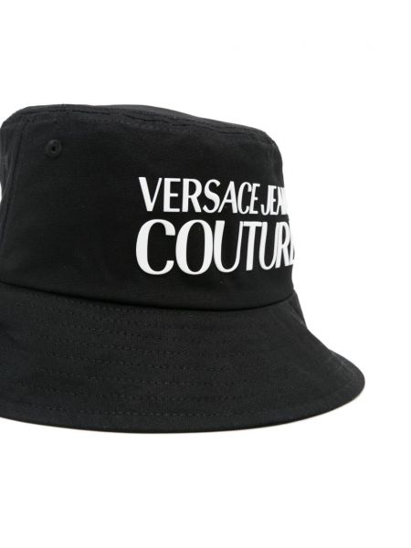 Kokvilnas cepure Versace Jeans Couture melns