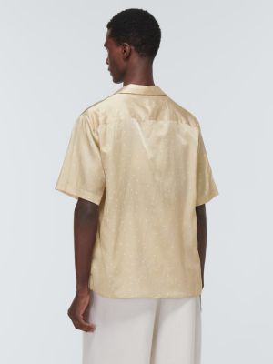 Camicia di seta di cotone con stampa Commas beige