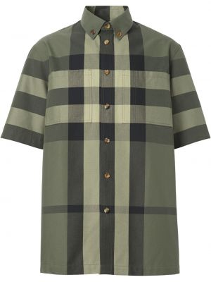 Карирана памучна риза с копчета Burberry зелено
