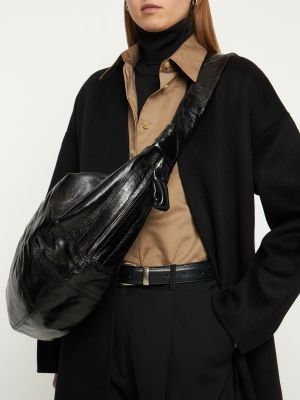 Bolsa de hombro de algodón Lemaire negro