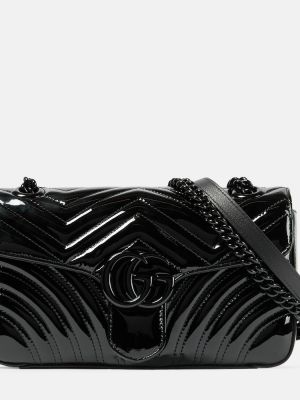 Lakirana usnjena torbica za čez ramo Gucci črna
