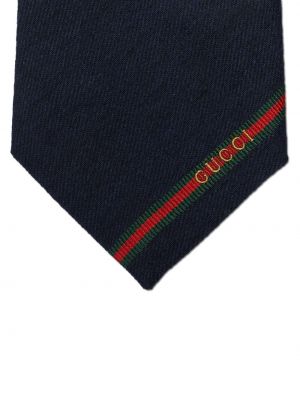 Jedwabny krawat w paski Gucci niebieski