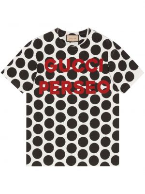Bodkované tričko s potlačou Gucci