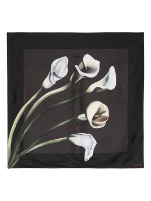 Zīda šalle ar ziediem ar apdruku Lanvin melns
