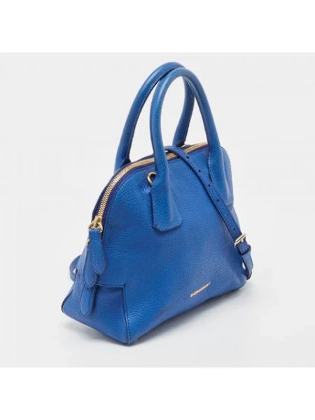 Bolso satchel de cuero retro Burberry Vintage azul