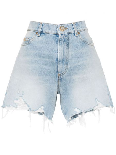 Højtaljet denimshorts Balmain blå