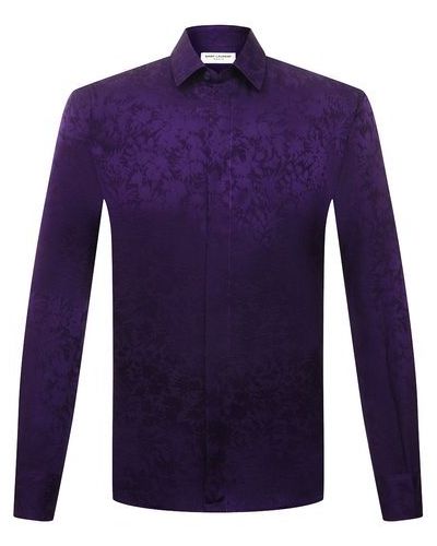 Шелковая рубашка Saint Laurent, фиолетовая