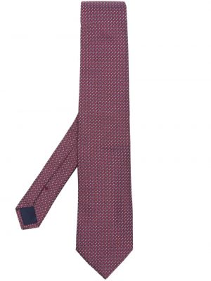Raštuotas šilkinis kaklaraištis Corneliani raudona