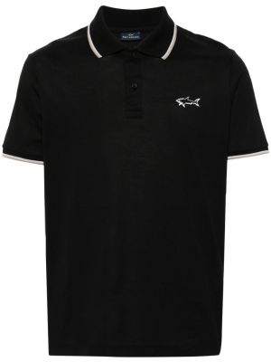 Polo majica s printom Paul & Shark crna
