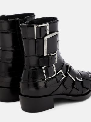 Kožené kotníkové boty s přezkou Alexander Mcqueen černé