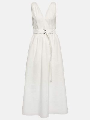 Biała sukienka midi plisowana Brunello Cucinelli