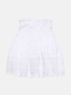 Bavlněné mini sukně Poupette St Barth - bílá